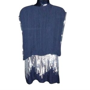 Parker NWT Retro Black silk and gold sequin dress, size M new condition